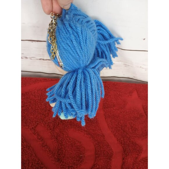 Blue Yarn Hair Mermaid Plush Coin Purse With Glittery Tail - Picture 3 of 4